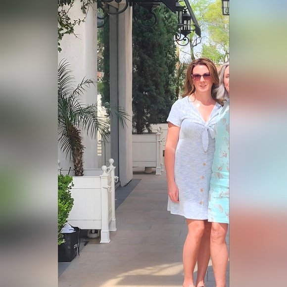 Kismet Blue-Gray Striped Mini Dress - Picture 7 of 7